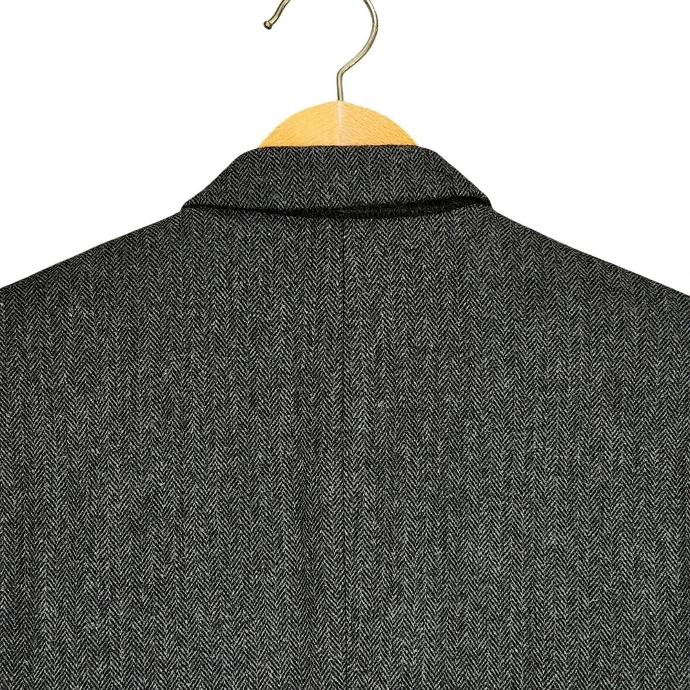 Gap Tailored Blazer sz 42R Men Herringbone Tweed‎ Wool Blend Black Gray Preppy